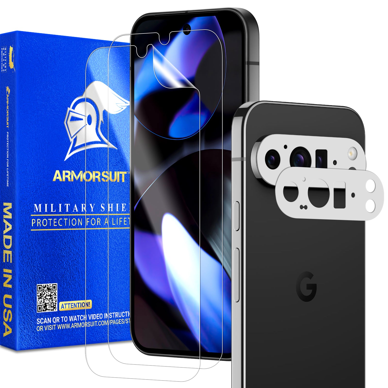 [2+2 Pack] Armorsuit Screen Protector for Google Pixel 9 Pro XL + Vinyl Camera Protector