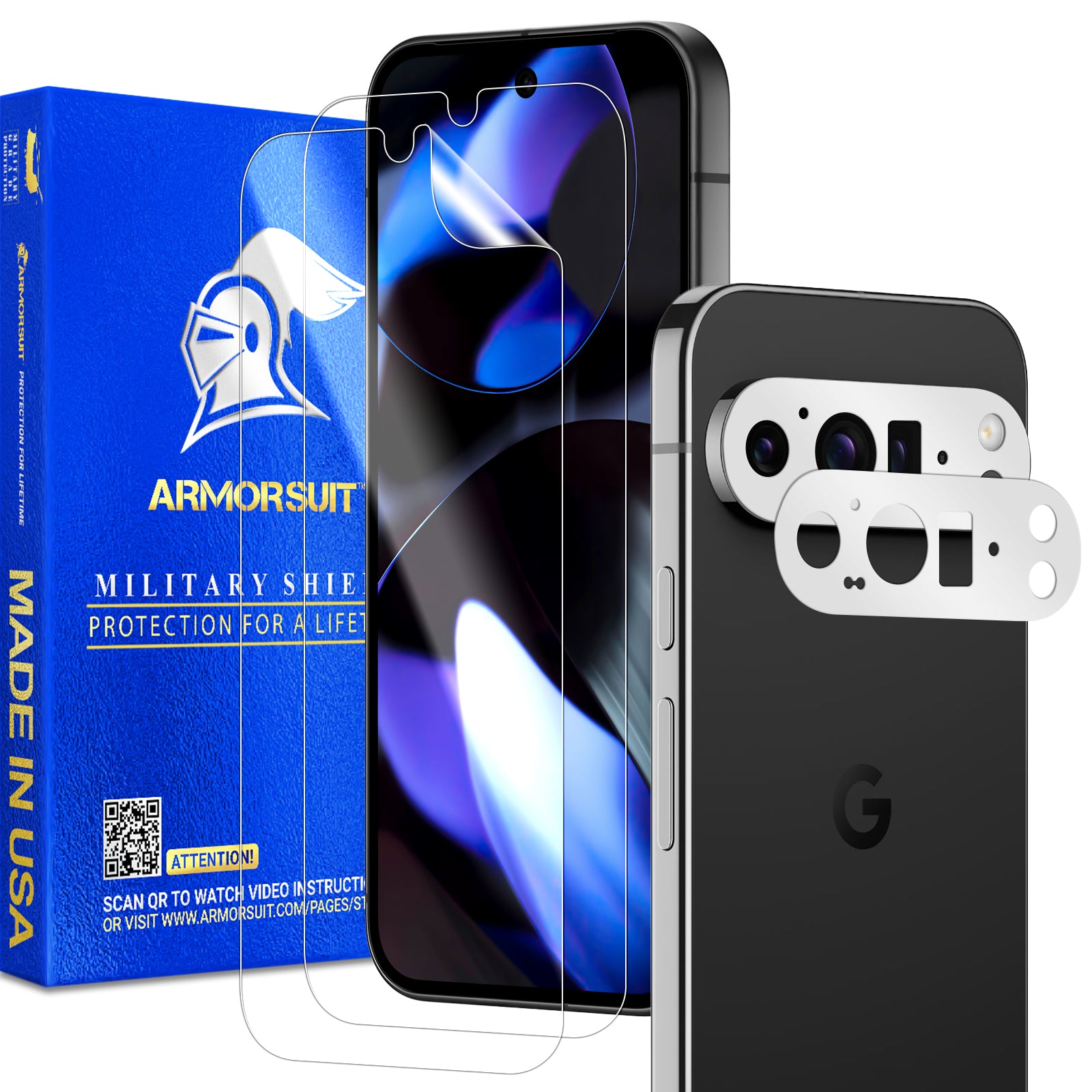 [2+2 Pack] Armorsuit Screen Protector for Google Pixel 9 Pro XL + Vinyl Camera Protector