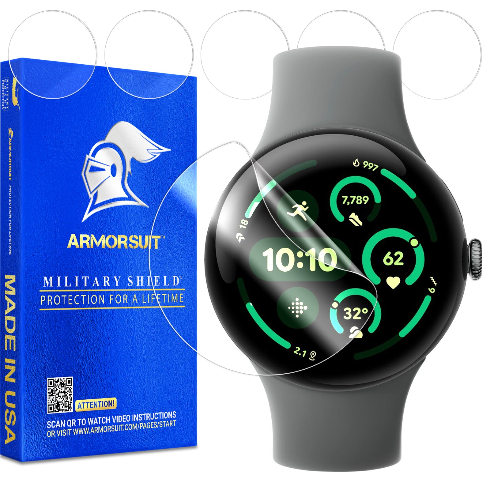 ArmorSuit [6 Pack] MilitaryShield Screen Protector Film For Google Pixel Watch 3 (2024)