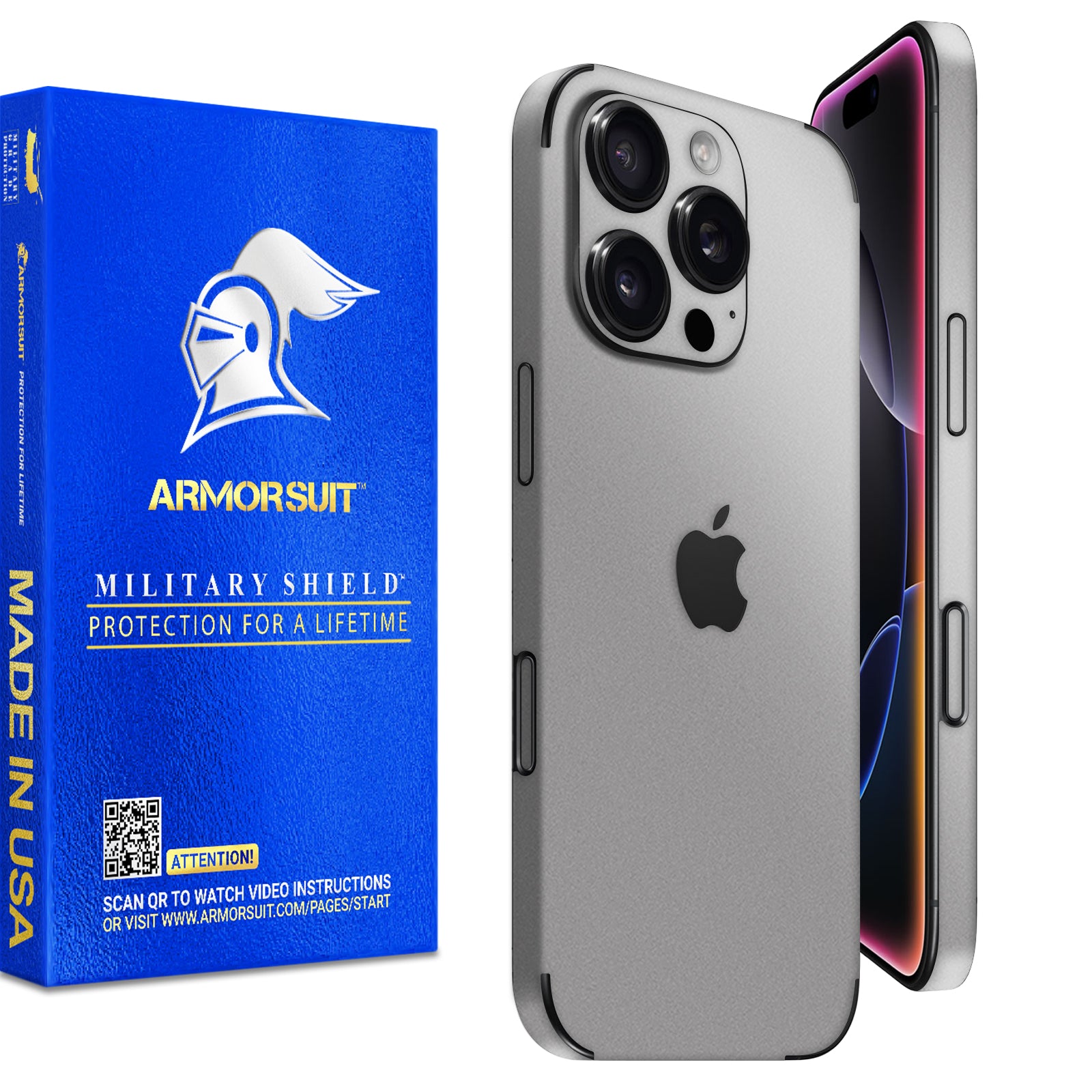 [2 Pack] Armorsuit MilitaryShield Vinyl Skin Wrap Film for iPhone 16 Pro Max