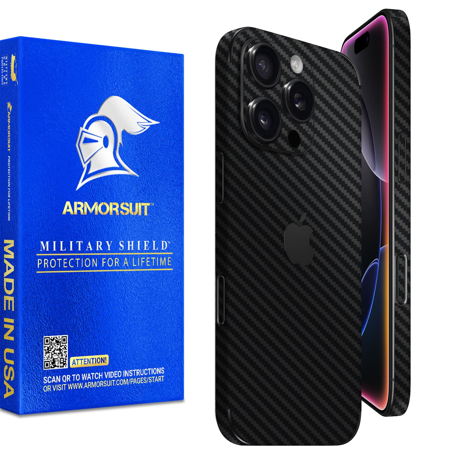 [2 Pack] Armorsuit MilitaryShield Vinyl Skin Wrap Film for iPhone 16 Pro Max