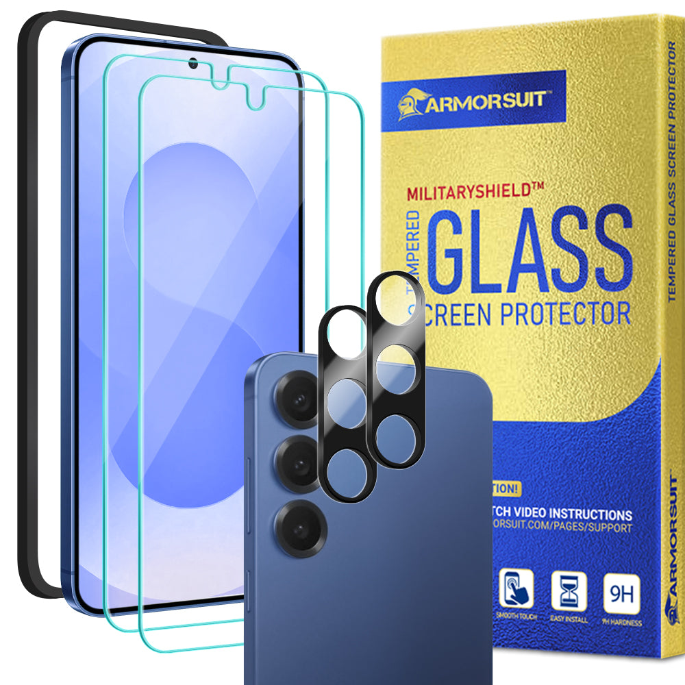 (Pre-Order)[2 + 2 Pack] ArmorSuit for Samsung Galaxy S25 Tempered Glass Protector (w/ Alignment Tool) + Camera Lens Protector