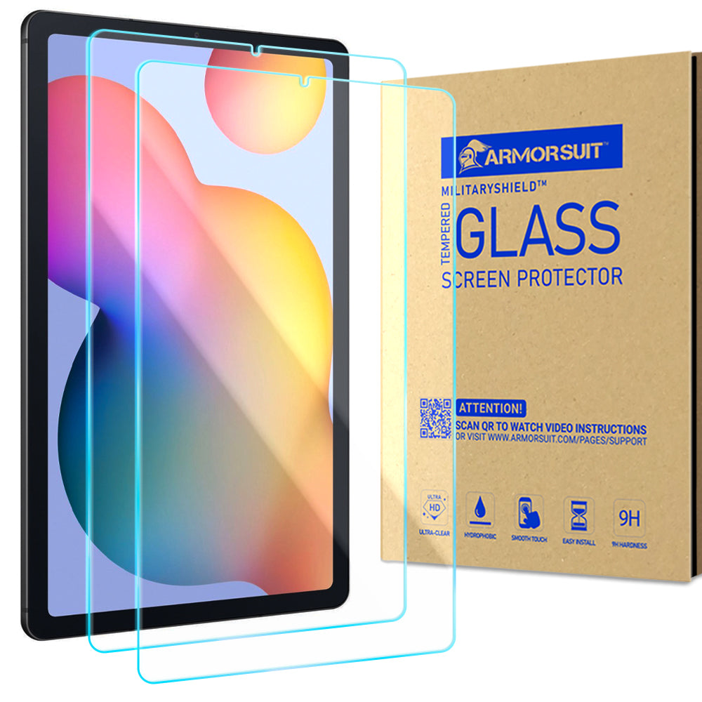 ArmorSuit Tempered Glass Screen Protector for Samsung Galaxy Tab S6 Lite 10.4 Inch (2024 / 2022) MilitaryShield Anti-Bubble Crystal Clear - 2 Pack
