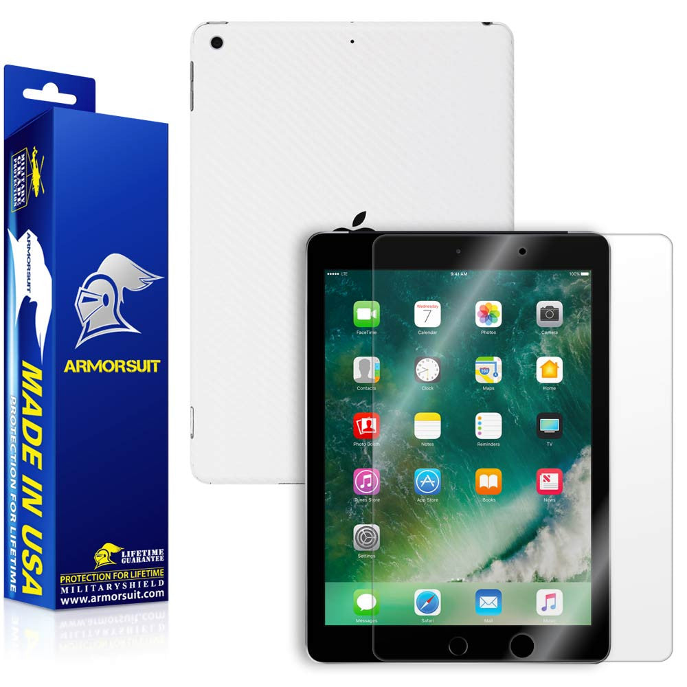 Apple iPad 9.7" (2017) WiFi + 4G LTE Screen Protector + Carbon Fiber Skin