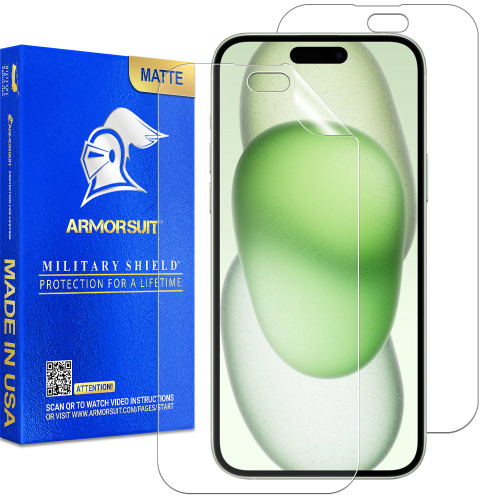 ArmorSuit MilitaryShield Full Body Skin Film + Screen Protector designed  for iPhone 15 Plus - HD Clear / Matte Film