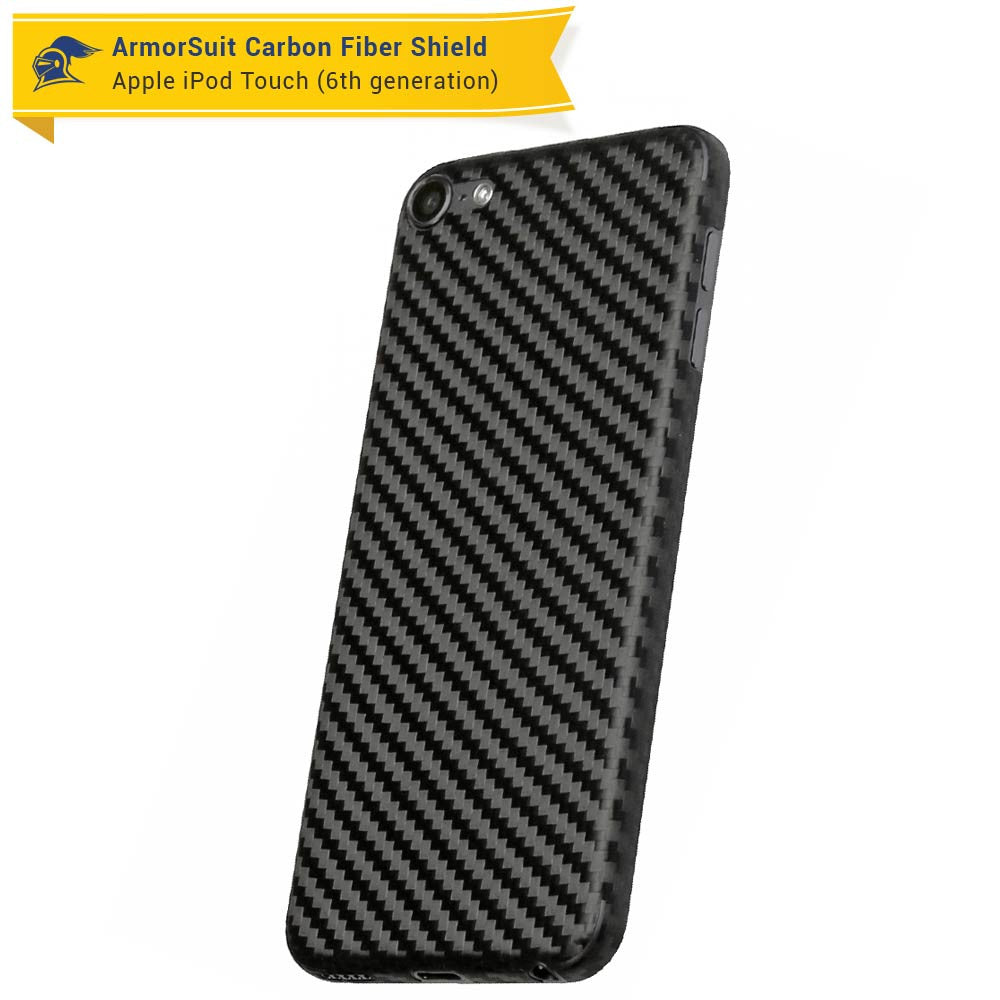 Apple iPod Touch 6G Screen Protector + Black Carbon Fiber Skin