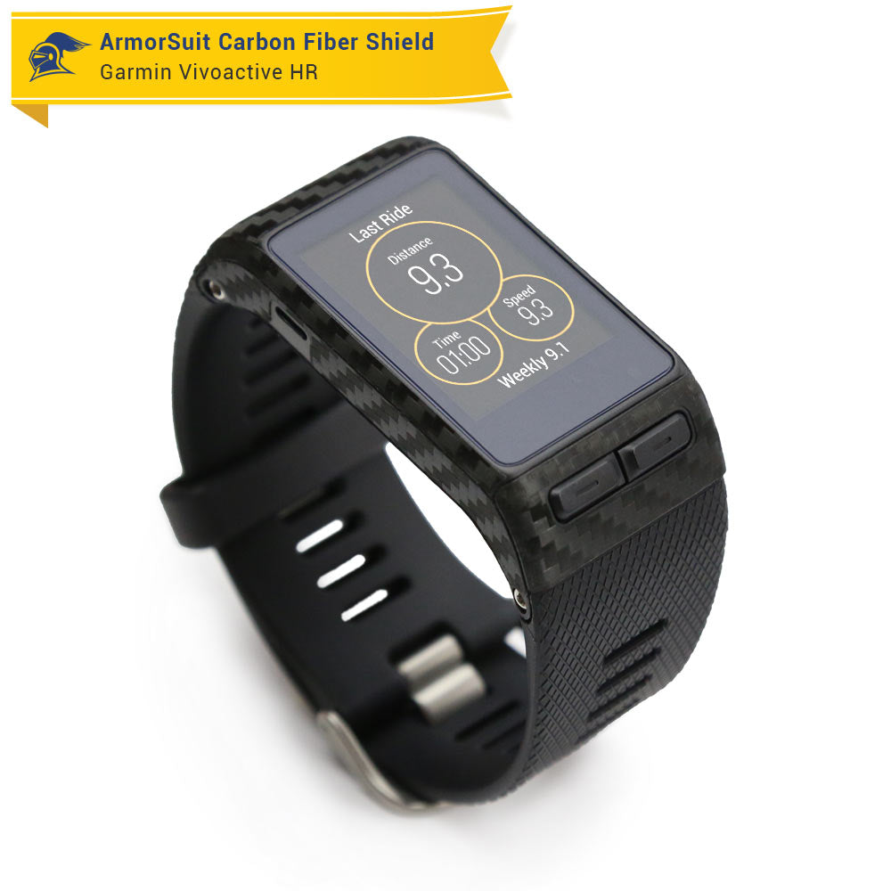 Garmin Vivoactive HR Screen Protector + Black Carbon Fiber Skin