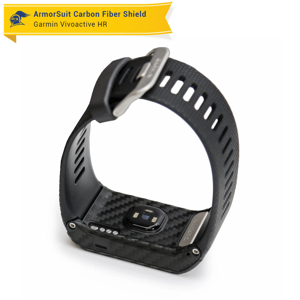 Garmin Vivoactive HR Screen Protector + Black Carbon Fiber Skin