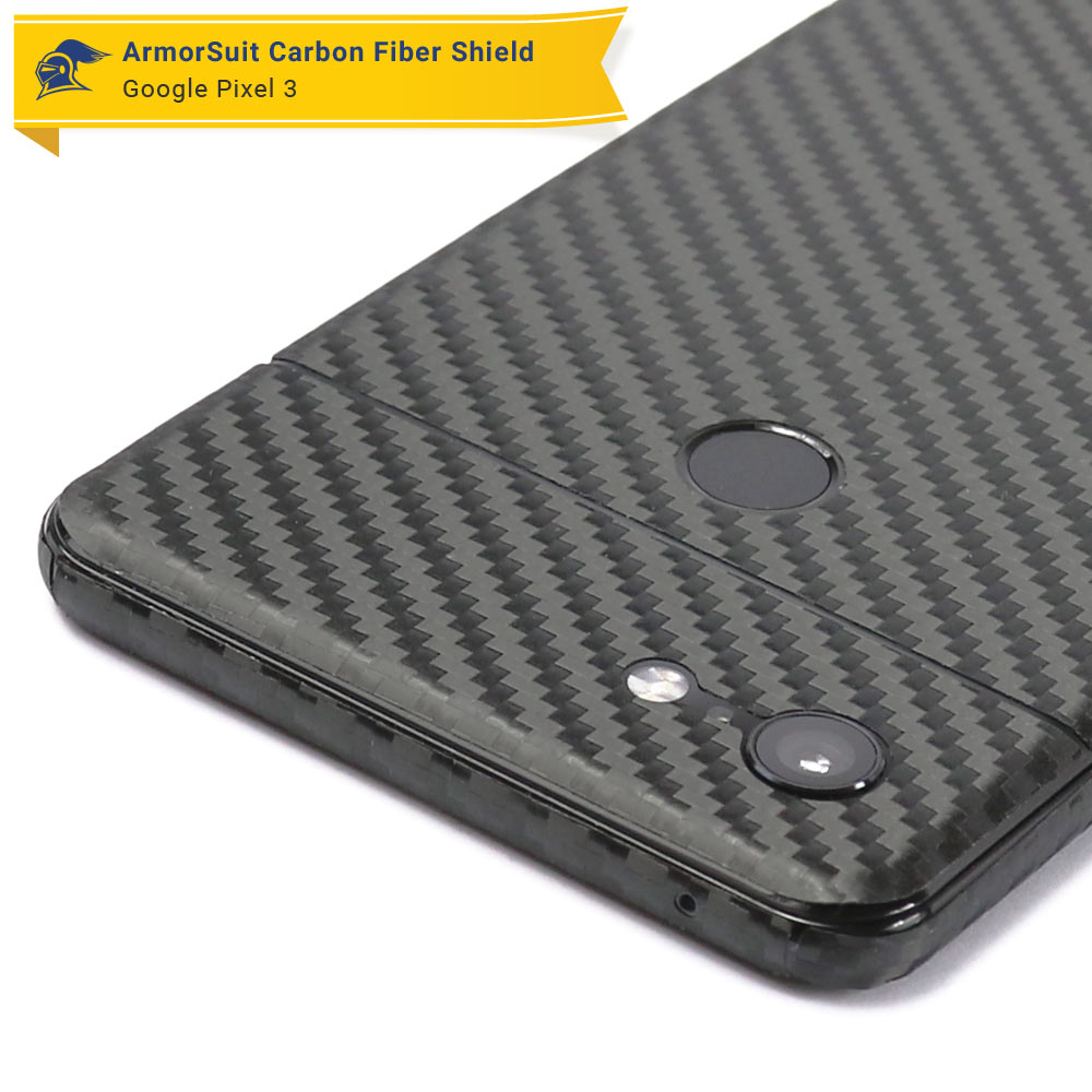 Google Pixel 3 Screen Protector + Black Carbon Fiber Skin