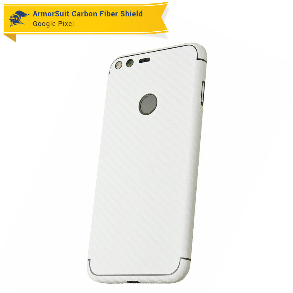 Google Pixel Screen Protector + White Carbon Fiber Skin