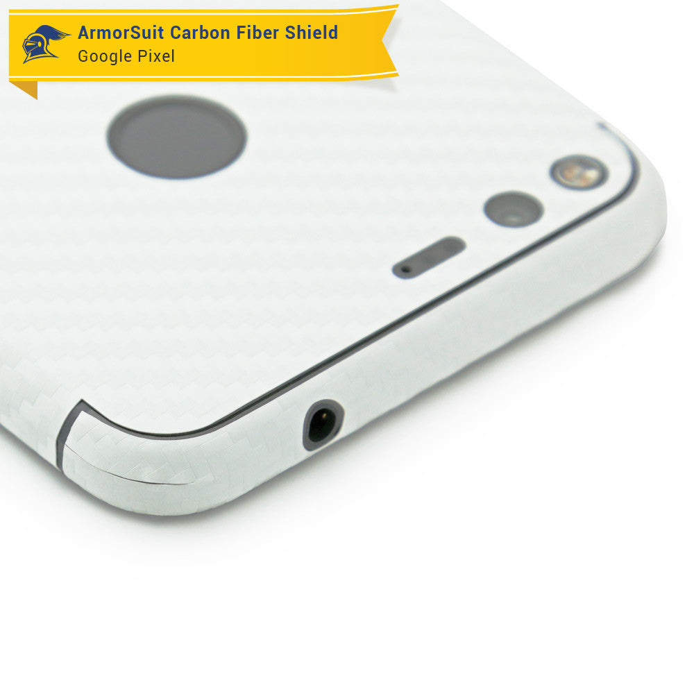 Google Pixel Screen Protector + White Carbon Fiber Skin