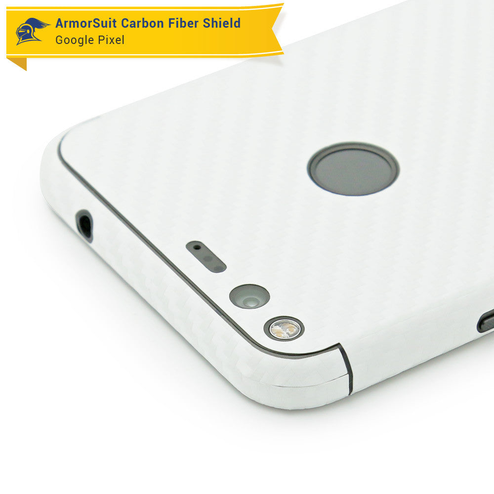 Google Pixel Screen Protector + White Carbon Fiber Skin