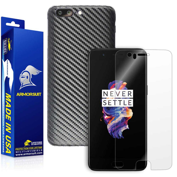 OnePlus 5 Screen Protector Black Carbon Fiber Skin